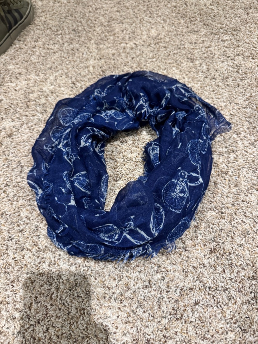 Navy Bicycle Print Infinity Scarf